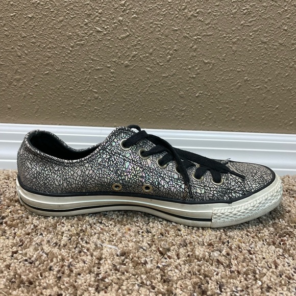 Converse All Star Multicolor Silver Shimmer Opal Cracked Leather Sneakers SZ 7 - Picture 5 of 12